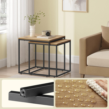 Zestaw 2 loftowych stolików kawowych - Kwadratowe stoliki kawowe do salonu