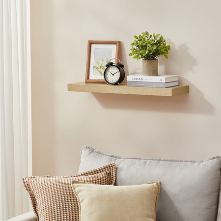 Półka ścienna na książki 60cm - Wisząca półka na ścianę (Dąb Sonoma) VASAGLE LWS026B11