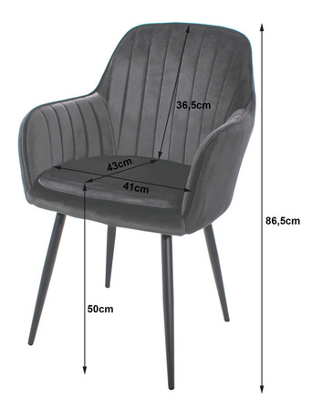 Szare tapicerowane krzesła z podłokietnikami do jadalni LUGO - Fotele do jadalni (2 sztuki)