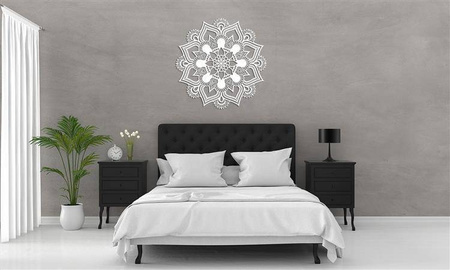 AŻUROWY PANEL DEKORACYJNY, MANDALA, HINDU, DEKORACJA ŚCIENNA 3D,ORNAMENT, BIAŁY