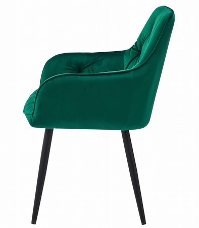 "Krzesło JORK - ciemna zieleń aksamit / nogi czarne x 2"