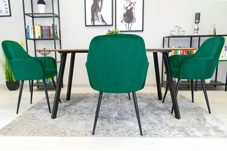 Tapicerowane krzesła z podłokietnikami LUGO butelkowa zieleń - Fotele do jadalni (2 sztuki)