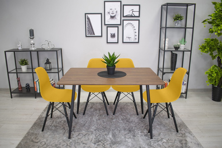 Musztardowe krzesło OSAKA - Wykonane z tworzywa, nowoczesne krzesło kuchenne