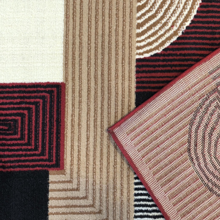 Nowoczesny dywan 200x300 / Alfa 18 - Geometryczny, duży czerwony dywan BCF