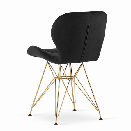 Czarne krzesła NEST - Welurowe, tapicerowane krzesła w stylu glamour (zestaw 3)