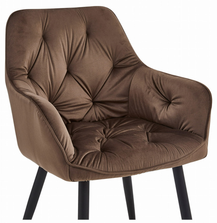 "Krzesło JORK - brąz aksamit / nogi czarne x 2"