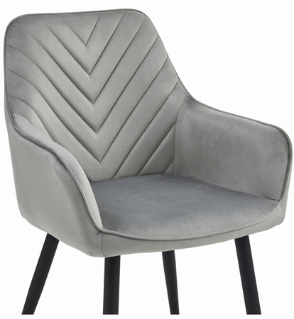 "Krzesło NANA - aksamit srebrno-szary / nogi czarne x 1"