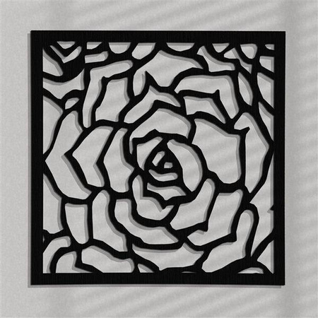 DEKORACYJNY PANEL AŻUROWY, ROSETTE, DYPTYK,DEKORACJA ŚCIENNA 3D, CZARNY