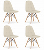 Beżowe krzesła z aksamitu DUMO - Tapicerowane jasne krzesła kuchenne (4 sztuki)