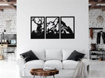 DEKORACYJNY TRYPTYK AŻUROWY,JELEŃ, GÓRY, DEKORACJA ŚCIENNA 3D, ORNAMENT, 80 x 140 cm , CZARNY