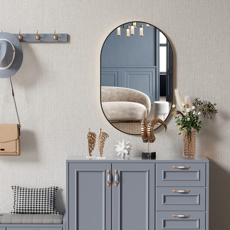 Owalne lustro w czarnej ramie 100x50cm OPUS - Ścienne lustro Scandi