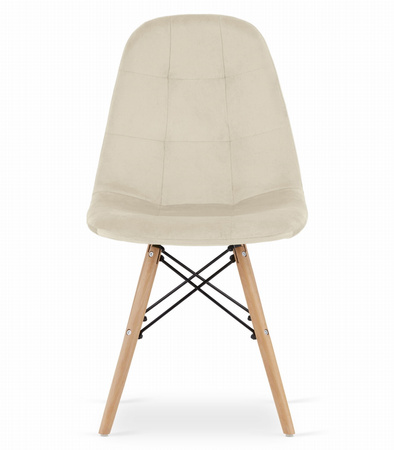 Beżowe krzesła z aksamitu DUMO - Tapicerowane jasne krzesła kuchenne (2 sztuki)