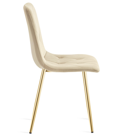 "Krzesło LIBRA - jasny beż aksamit / nogi kolor złoty x 3"