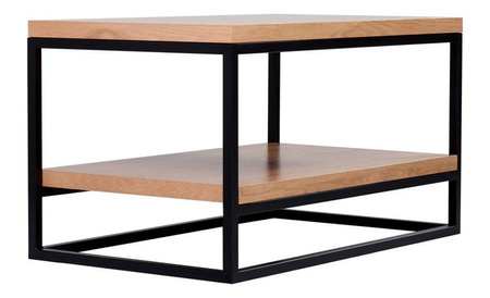 Stolik kawowy industrialny z półką metal plus drewno ETIUDA / prostokątna ława loft / 100 x 60 cm