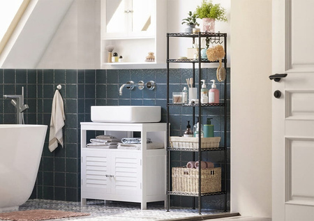 Czarny regał łazienkowy - 5-poziomowa metalowa półka do łazienki - SONGMICS LGR23BK