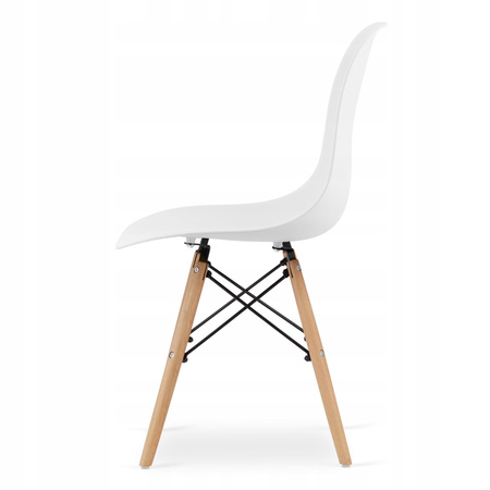 Skandynawski zestaw stół i 4 krzesła: Biały okrągły stół TODI 90cm i 4 białe krzesła OSAKA