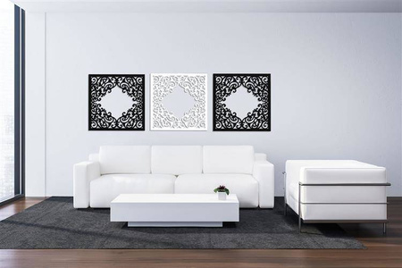 DEKORACYJNY PANEL AŻUROWY, FLOREALI, DEKORACJA ŚCIENNA 3D, ORNAMENT, DYPTYK, BIAŁY