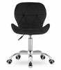 Tapicerowane krzesło biurowe na kółkach czarne AVOLA - Obrotowy welurowy fotel biurowy