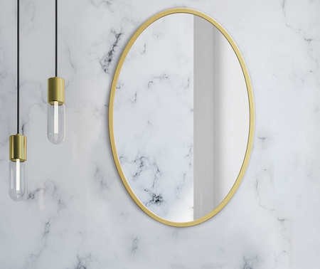 Okrągłe lustro ścienne 40cm - Złote lustro na ścianę w metalowej ramie