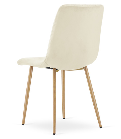 "Krzesło TURIN - jasny beż aksamit / nogi kolor drewna x 3"