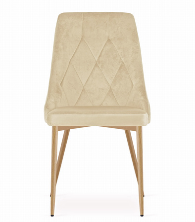 Beżowe krzesło IMOLA pokryte aksamitem - Tapicerowane krzesło do jadalni