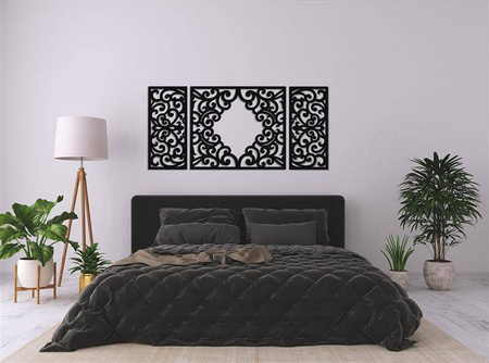 AŻUROWY TRYPTYK DEKORACYJNY, CLEMENTINE, DEKORACJA ŚCIENNA 3D, WŁOSKI STYL, ORNAMENT,75 x 160 cm, ZŁOTY