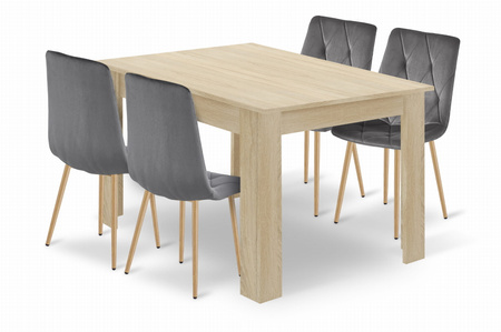 "Zestaw stół NP 120x80 Dąb Sonoma + 4 krzesła LIBRA szare"