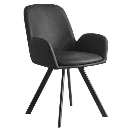 Czarne krzesła z podłokietnikami ELIA - Funkcjonalne, obrotowe krzesła z ekoskóry x2