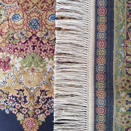 Dywan klasyczny luksusowy jak z jedwabiu Qum Silk 01 granatowy 400x500 cm