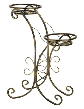 Kwietnik metalowy ozdobny vintage PREZENCJA na 2 doniczki / stojak na kwiaty [wys. 83 cm]