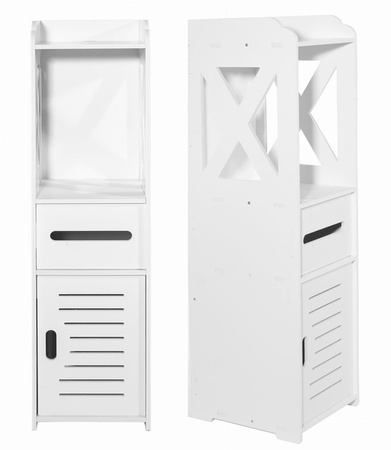 Biała szafka łazienkowa z półkami - Słupek regał łazienkowy 80cm