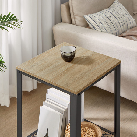 Stolik nocny - Kwadratowy stolik pomocniczy Loft z półką (Dąb Sonoma) VASAGLE LET041B11