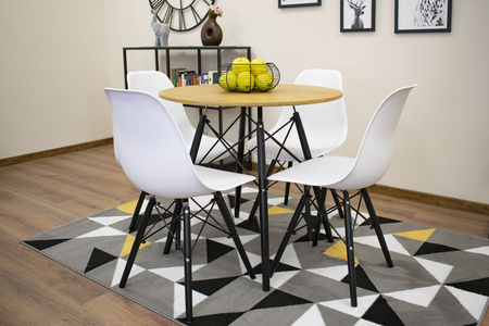 Okrągły stół jadalniany TODI 80cm - Stół w stylu skandynawskim z dębowym blatem