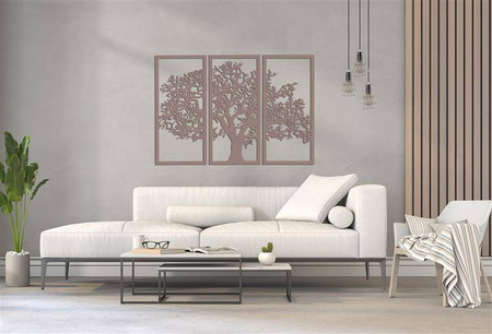 DEKORACYJNY TRYPTYK AŻUROWY, DRZEWO ŻYCIA, DEKORACJA ŚCIENNA 3D, ORNAMENT, 80 x 120 cm, CZARNY
