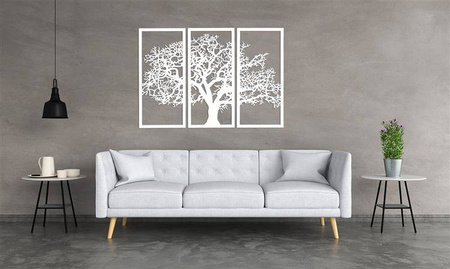 DEKORACYJNY TRYPTYK AŻUROWY, DRZEWO ŻYCIA, DEKORACJA ŚCIENNA 3D, ORNAMENT, 80 x 120 cm, CZARNY