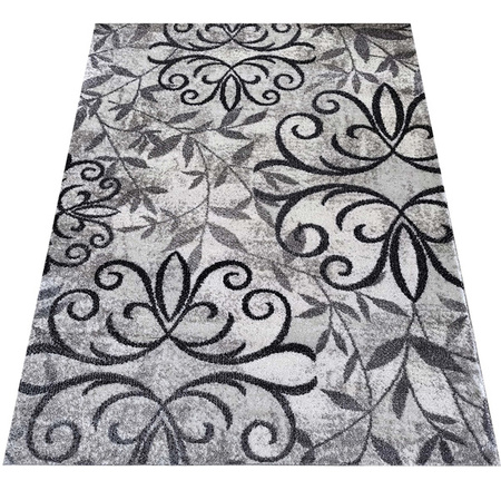 Klasyczny szary dywan do salonu Liście i Kontury Panamero 21 - 60x100 cm