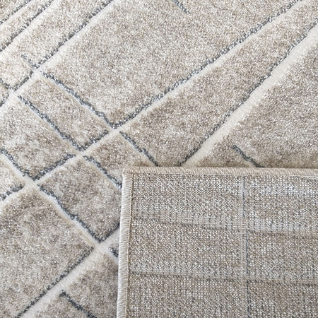 Beżowy dywan w nowoczesnym stylu do salonu - wzór paski ENIGMA 05 - 160x220 cm