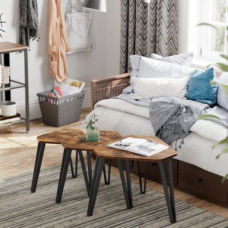 Zestaw industrialnych stolików do salonu - Stoliki kawowe Loft 3 sztuki - VASAGLE LNT14BXV1