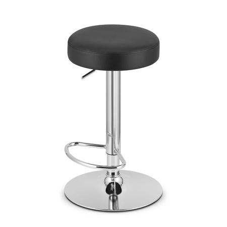 Stołek barowy z ekoskóry ROJST - Okrągły, obrotowy hoker z chromowaną podstawą