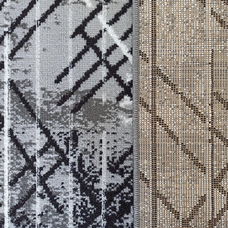 Szary mały dywan 60x100 / Soho 14 - Nowoczesny, geometryczny dywan BCF do salonu