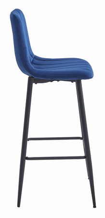 Granatowe hokery POZZA - Tapicerowane, wysokie krzesła barowe z oparciem x4