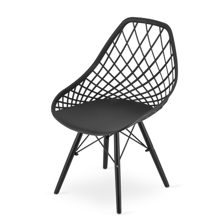 Czarne nowoczesne krzesło z tworzywa SAKAI - Ażurowe krzesło kuchenne