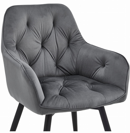 "Krzesło JORK360 - ciemny szary aksamit / nogi czarne x 2"