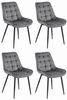 Ciemnoszare krzesła BERA do jadalni (zestaw 4 sztuk) - Tapicerowane pikowane krzesła