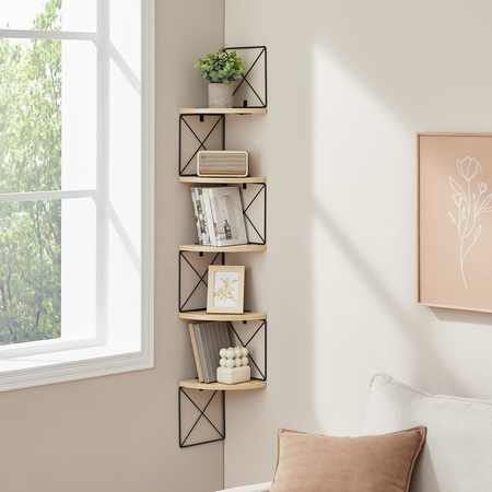 Narożna półka ścienna - Narożny regał Loft - Wisząca półka na książki (Dąb Sonoma) VASAGLE LLS851B11