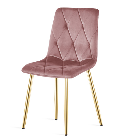 "Krzesło LIBRA - różowy aksamit / nogi kolor złoty x 2"