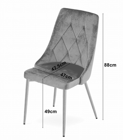 Brązowe krzesło welurowe IMOLA (komplet 4 sztuk) - Nowoczesne krzesła tapicerowane