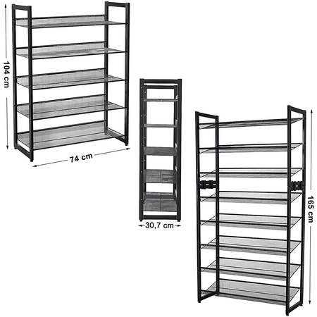 5-poziomowa półka na buty - Czarna szafka na buty do przedpokoju - Regał - SONGMICS LMR005B