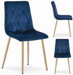 Granatowe krzesło tapicerowane LIBRA do jadalni - Pikowane krzesło welurowe