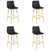 Tapicerowane krzesła barowe ARCETO - Czarne hokery z oparciem w stylu glamour (komplet 4)